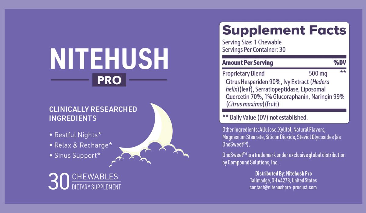 NiteHush Pro Reviews - Key Ingredients